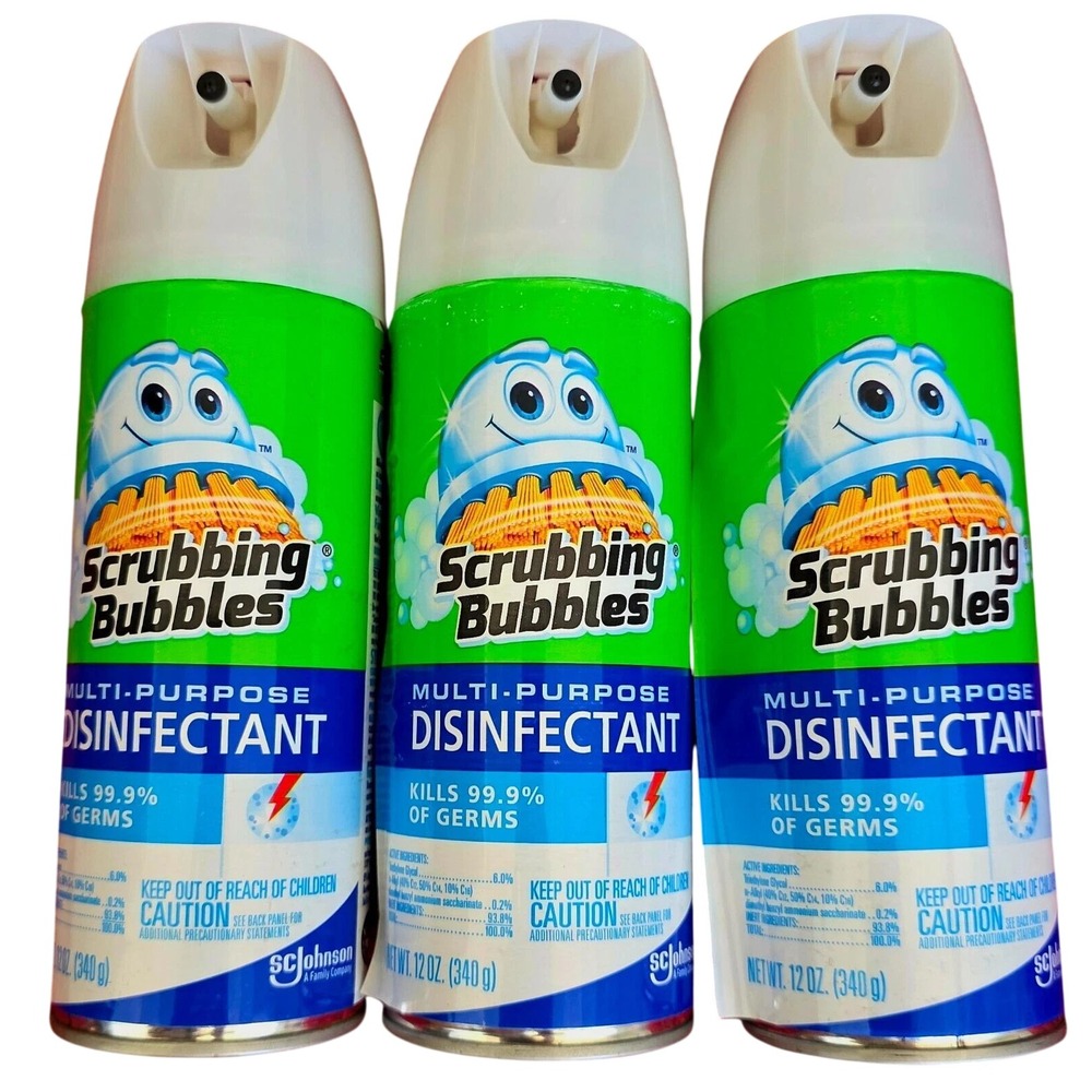 NEW Lot of 3 Scrubbing Bubbles Multi-Purpose Disinfectant Spray, 12 oz RARE